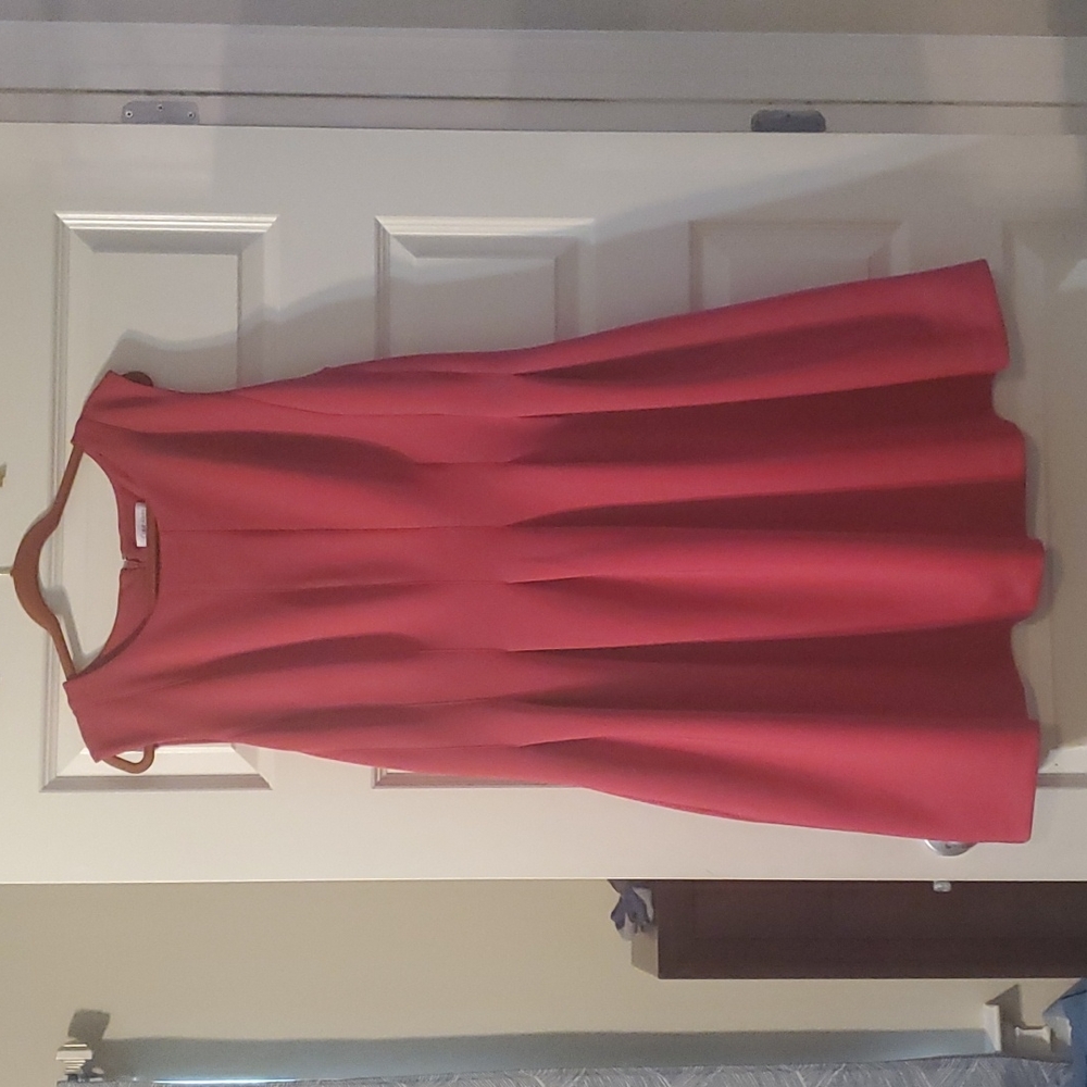 Calvin Klein Pleated Midi Dress Hot Pink